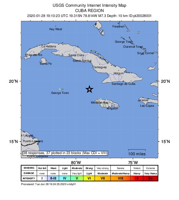 The Cayman Islands lie close to the boundary zone of the Caribbean and North American tectonic plates. There are two different types of plate interactions close to the Cayman Islands; there is a short spreading centre (divergent plate boundary) south and west of George Town, where the two plates pull away from each other causing magma to come up through the divide, it then cools and creates new crust.&nbsp; The other plate interaction is a transform boundary (strike-slip), where the plates slide past each other. Both of these plate interactions are known to generate earthquakes.